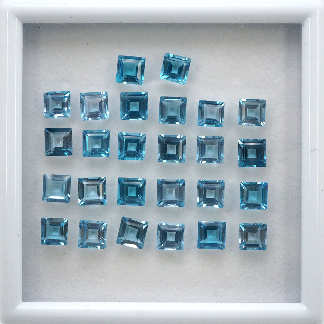 Topaz - Swiss Blue, Kwadrat, 5x5 mm