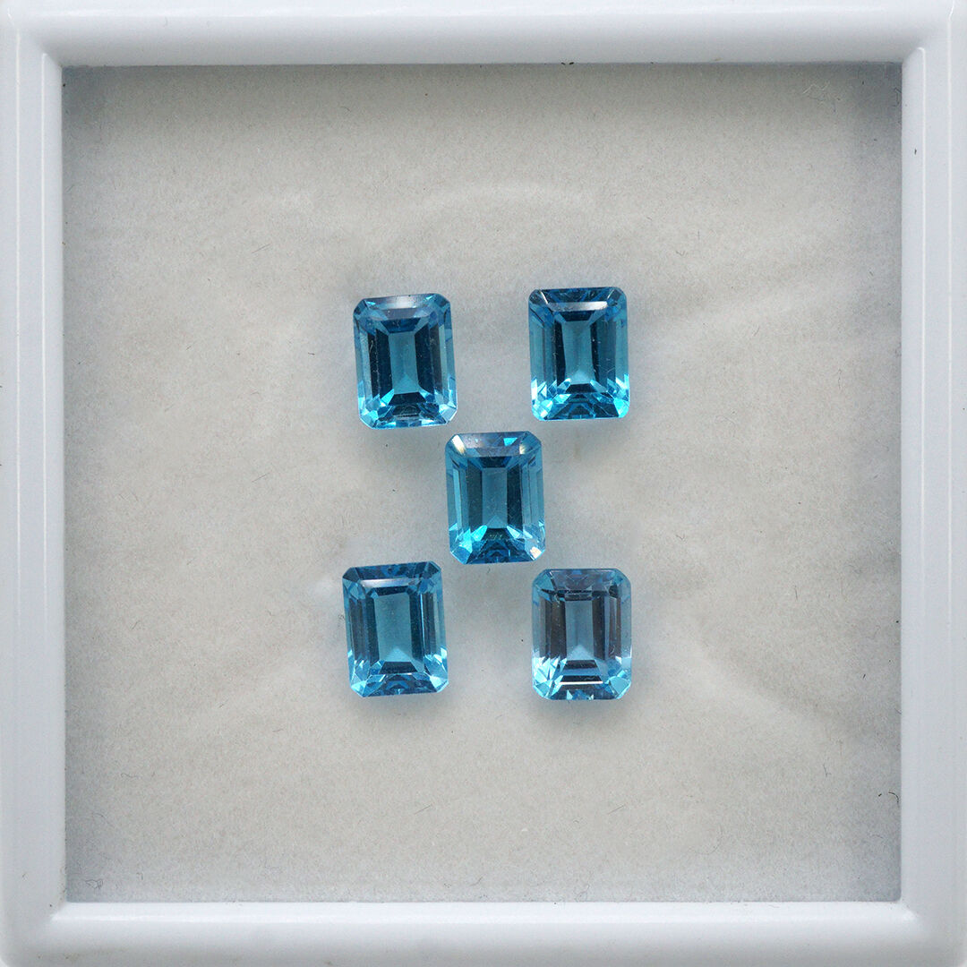 Topaz - Swiss Blue, Ośmiokąt, 8x6 mm