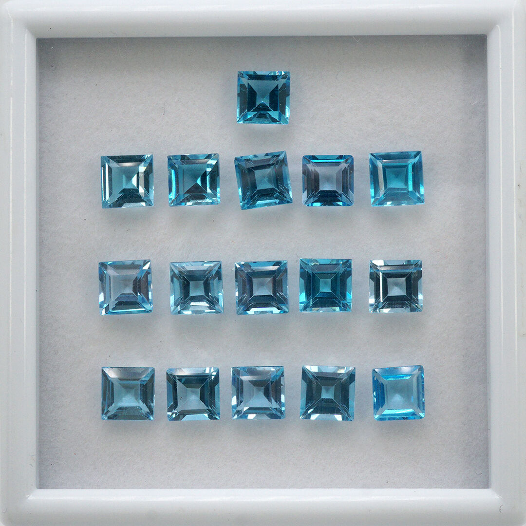 Topaz - Swiss Blue, Kwadrat, 6x6 mm