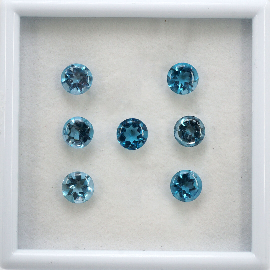 Topaz - Swiss Blue, Fantazyjny, Okrągły, 7 mm