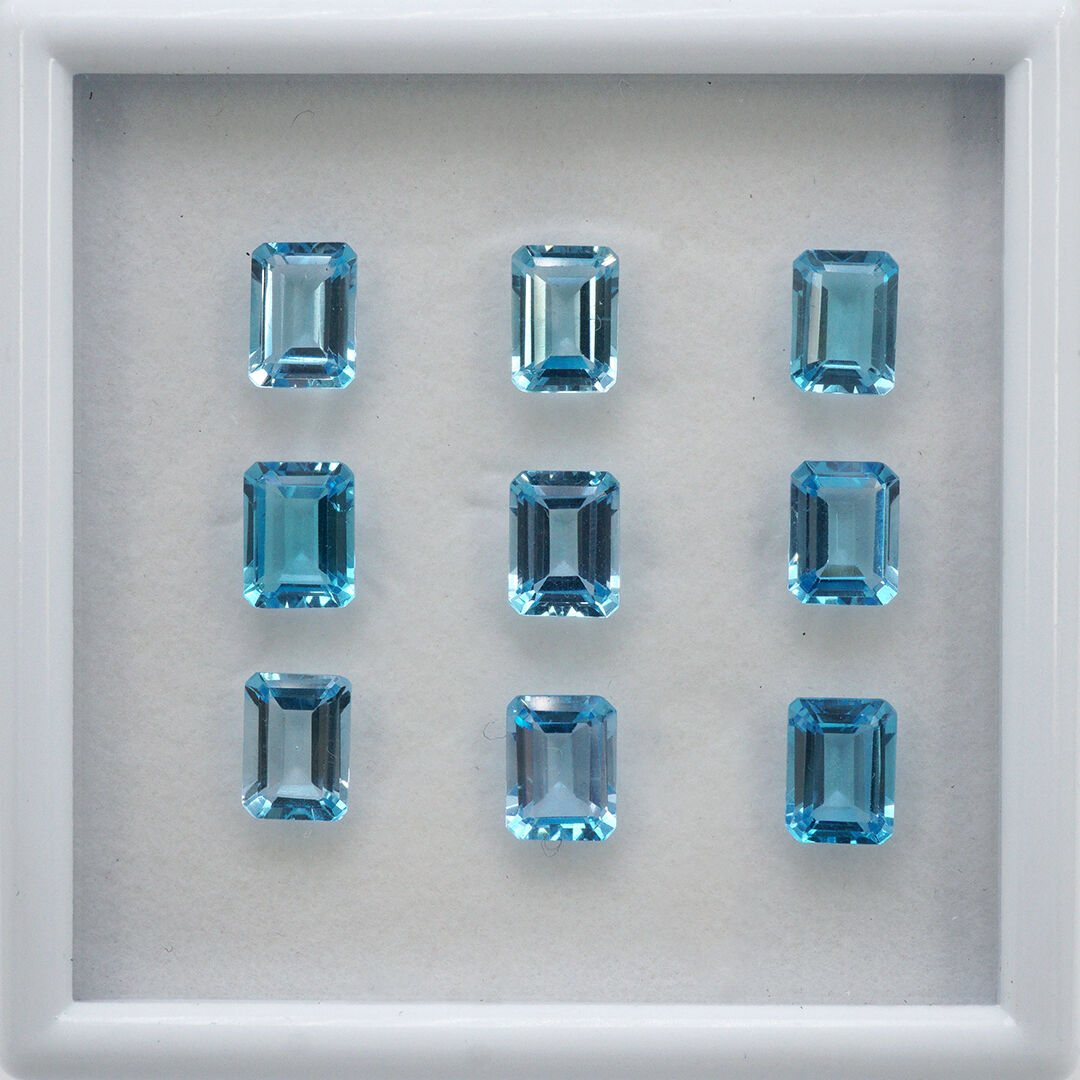Topaz - Swiss Blue, Ośmiokąt, 8x6 mm
