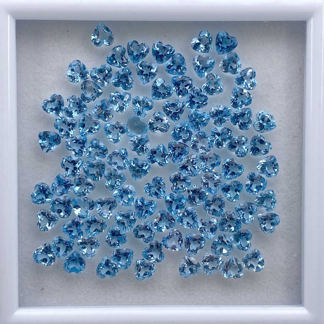 Swiss Blue Topaz, Serce, 4 mm