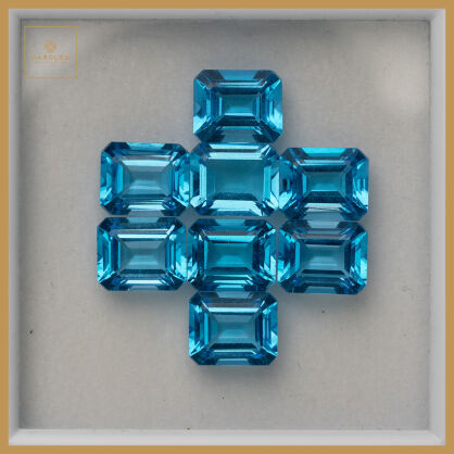 Topaz - Swiss Blue, Ośmiokąt, 11x9 mm