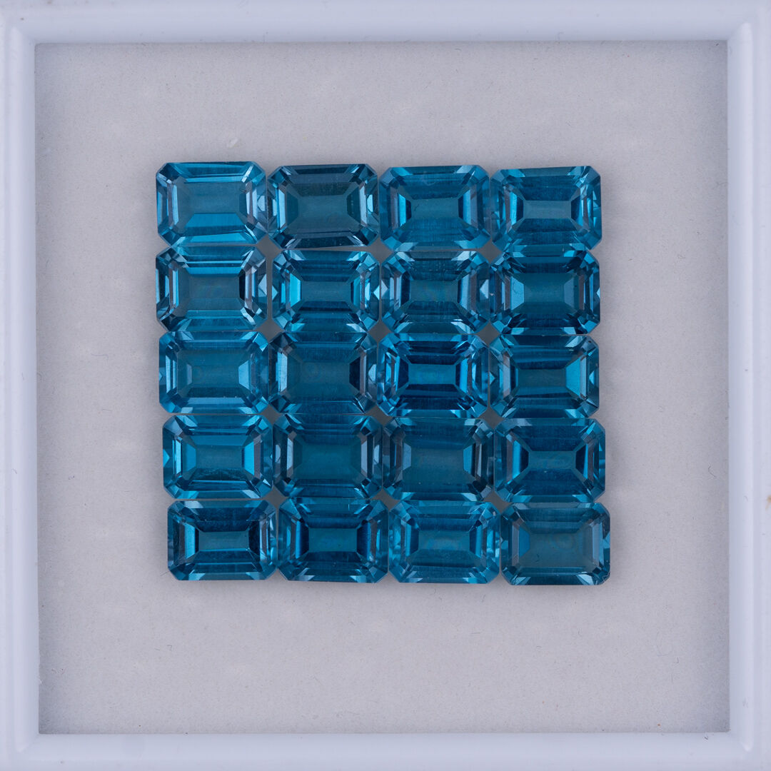 Topaz - London Blue, Ośmiokąt, 8x6 mm