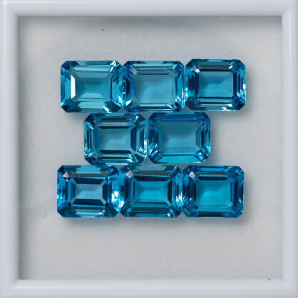 Topaz - Swiss Blue, Ośmiokąt, 12x10 mm